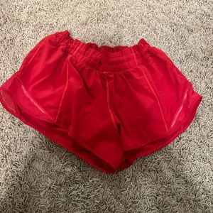 red lululemon shorts